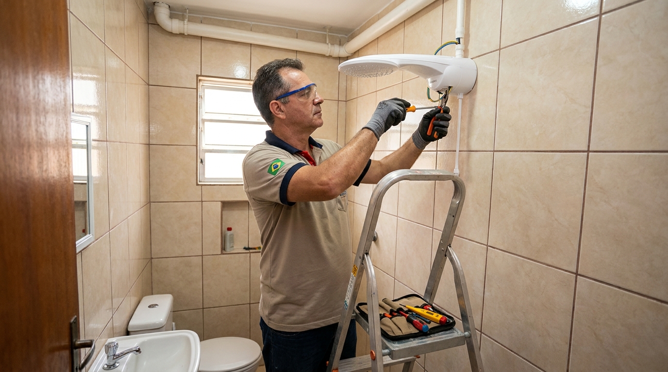 Instalação de chuveiro no banheiro em Contagem‑MG